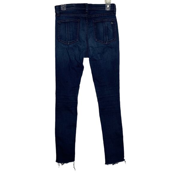 Rag and Bone Mojave 10 Inch Skinny Jeans Dark Blue Wash Size 27 Raw Hems - Picture 3 of 13
